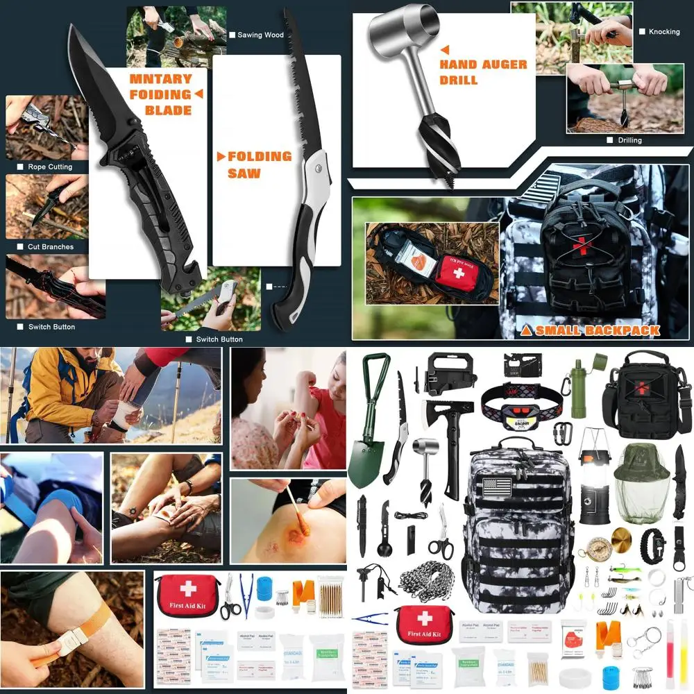 

Профессиональный набор снаряжения для выживания — аптечка и большой рюкзак для кемпинга, снаряжение для кемпинга для приключений на открытом воздухе, пешего туризма, приключений