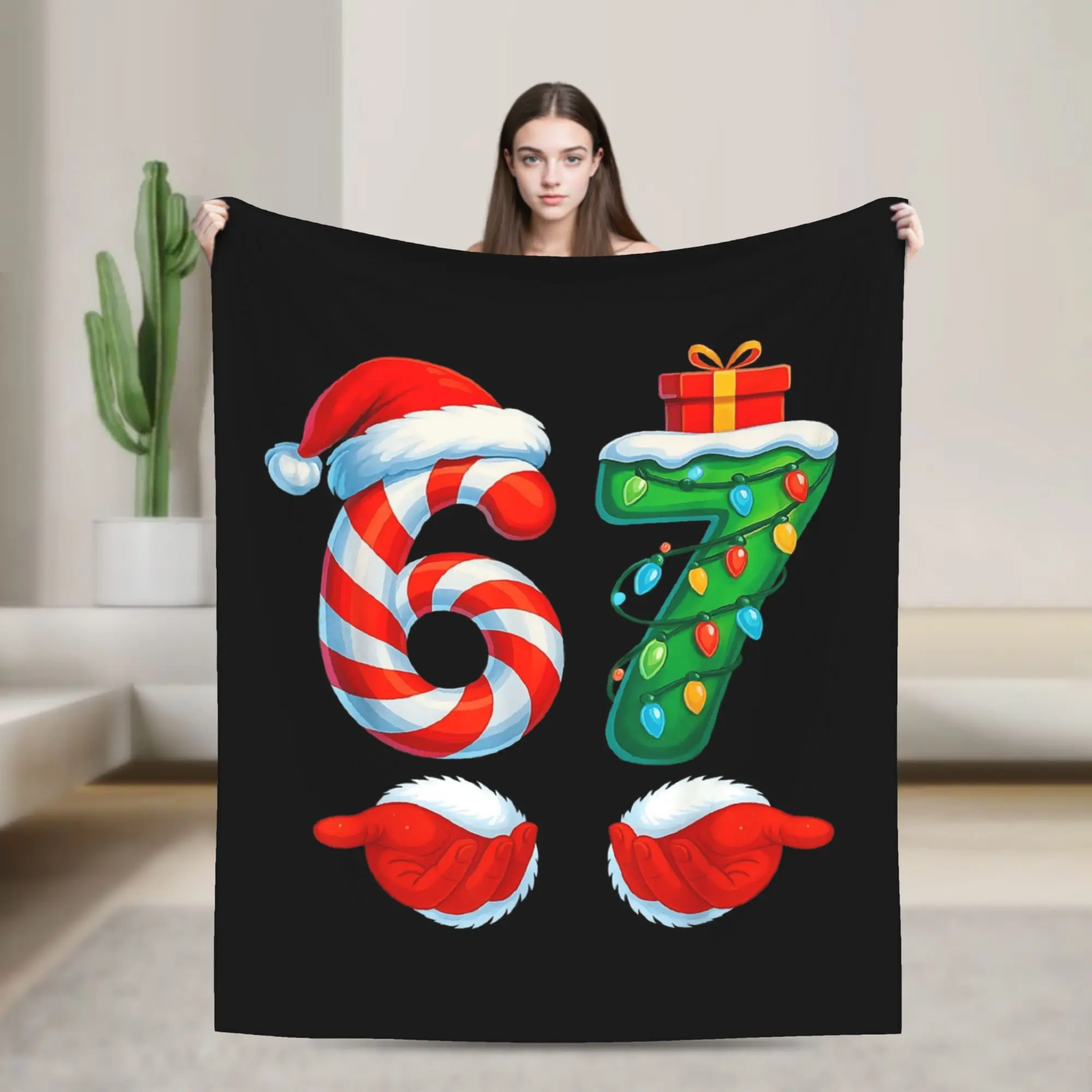 

67 Christmas Funny Six Seven Meme Brainrot Santa Claus Super Soft Blankets Kids Adult Plush Flannel Bedspread Sofa Bed Cover