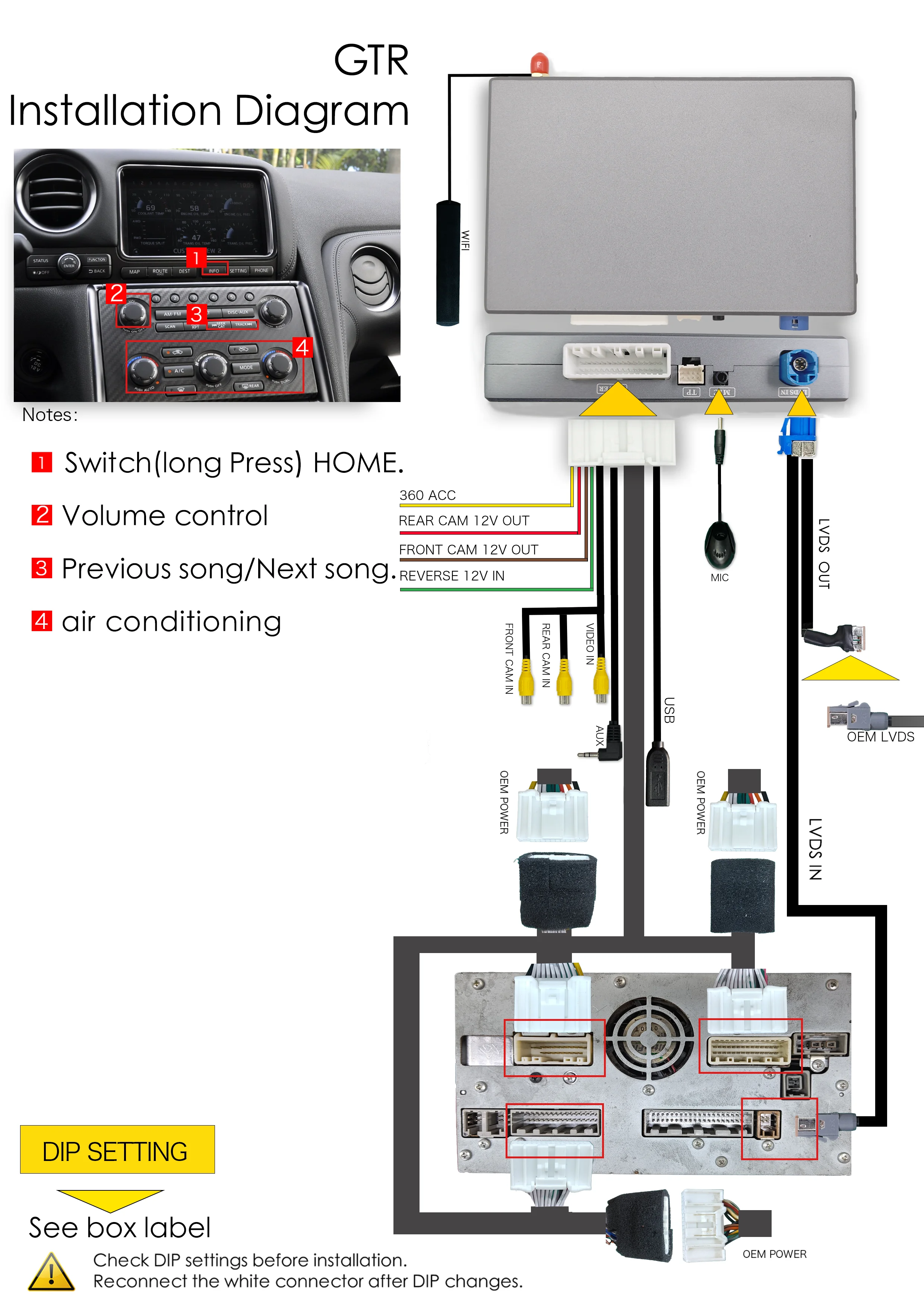 AUTOTOP Kabelloses CarPlay Nachrüst-Kit Decoder für Nissan Pathfinder Patrol GTR 370Z Quest 2013-2019 QX60 QX70 Android Auto GPS – Detail 2