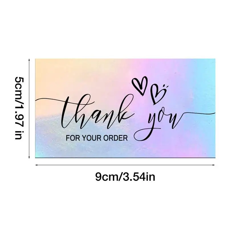 50PCS การ์ดอวยพรที่มีสีสัน Holographic ขอบคุณการ์ดสําหรับของขวัญ E-commerce ขอบคุณหมายเหตุธุรกิจการ์ดอวยพร Appreciate Cus