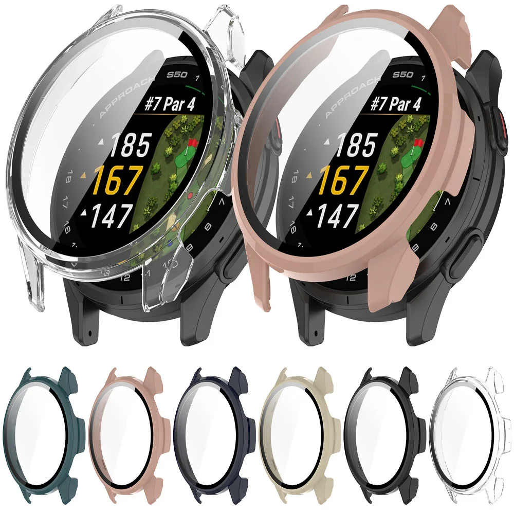 Protector Shell For Garmin Approach S50 Full Cover Screen Protective Tempered Glass PC Case For Garmin Approach S50 Smart Watch