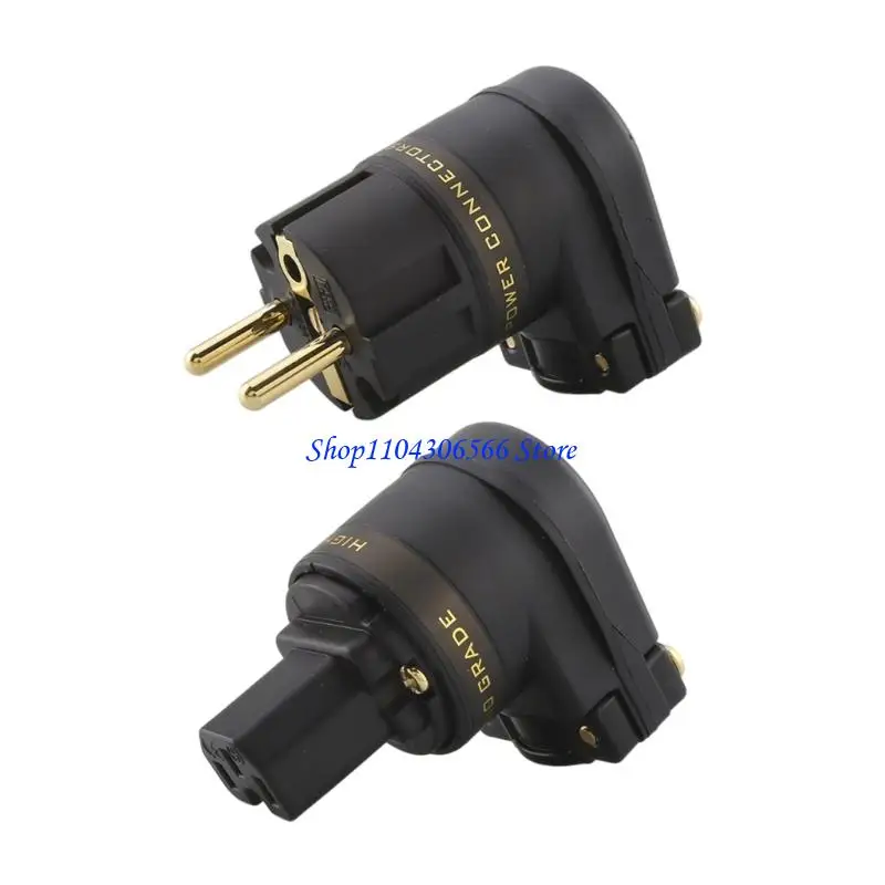 02DD Space Efficient L Shaped 220V Gold Plated Power Plug for Auditory Systems Enhancing Clear Sound Quality