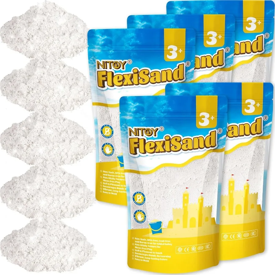 حزمة قيمة FlexiSand سعة 11 رطلًا من رمل ذاتي اللصق قابل للتشكيل لا يجف أبدًا ممتعة لمدة 3 سنوات وما فوق عبوة رمل حسية