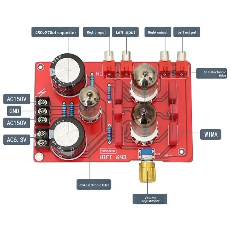 [NEW!A25P】 YJ-6N3 Electronic Tube Audiophile HIFI Tube Preamplifier Featuring Tube Rectifier Functionality HIFI Audio Amplifier