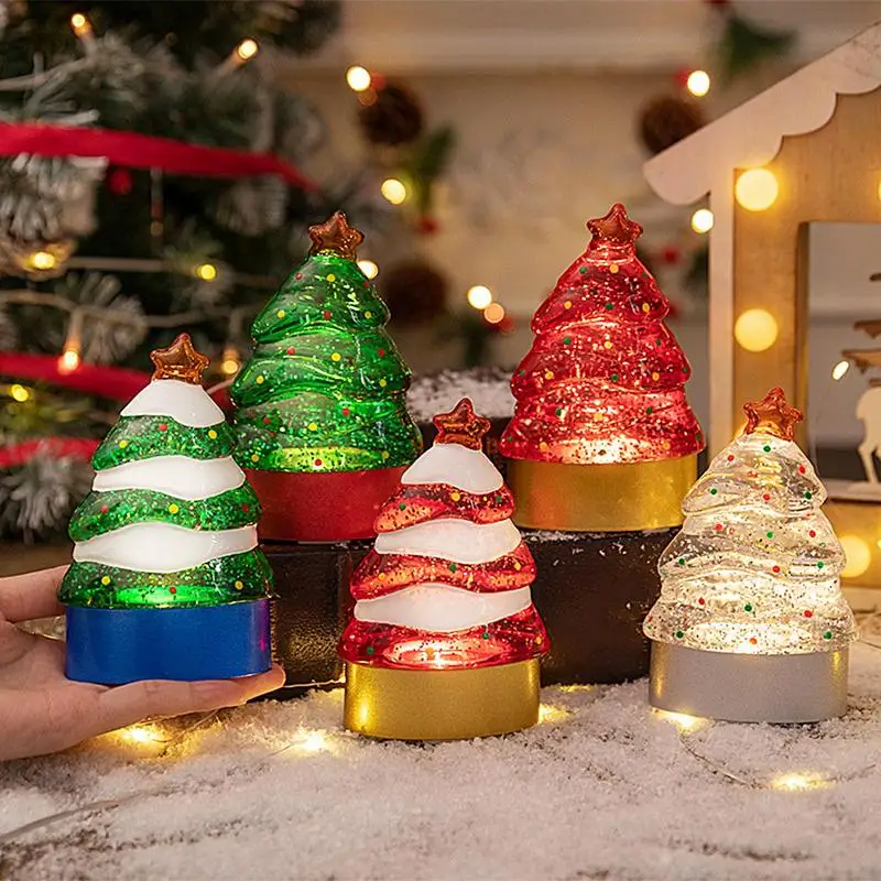 Luz nocturna de árbol de Navidad, bonitas luces nocturnas de Navidad, lámparas decorativas para árbol de Navidad, luces de árbol de mesa iluminadas de PVC para escritorio