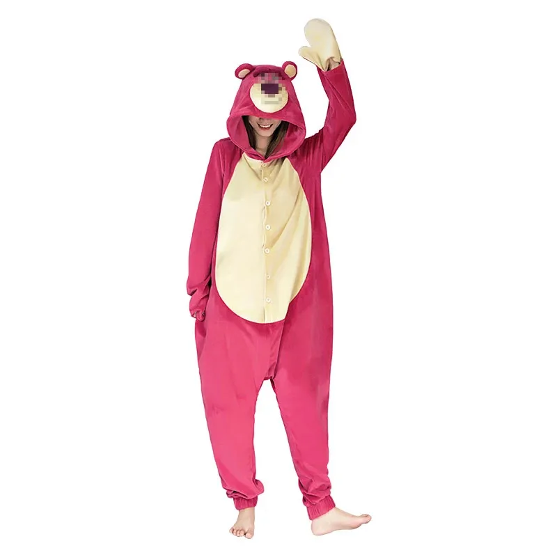 Disfraz de Cosplay de oso rosa Lotso de la película, pijama rosa, disfraz de Carnaval de Halloween, ropa personalizada de oso Lotso