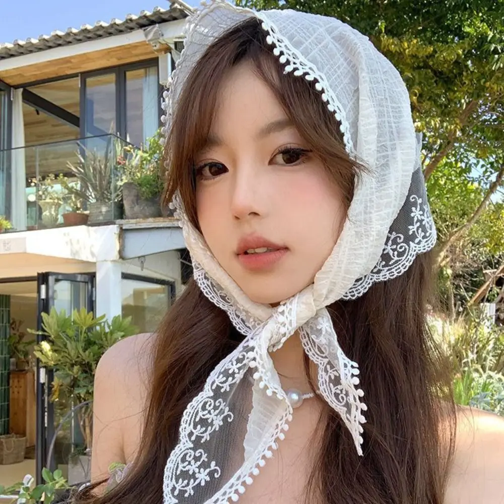 

Sweet Triangular Lace Hair Scarf Hair Accessories French Pastoral Style Headband Turban Photo Headscarf Women Girls