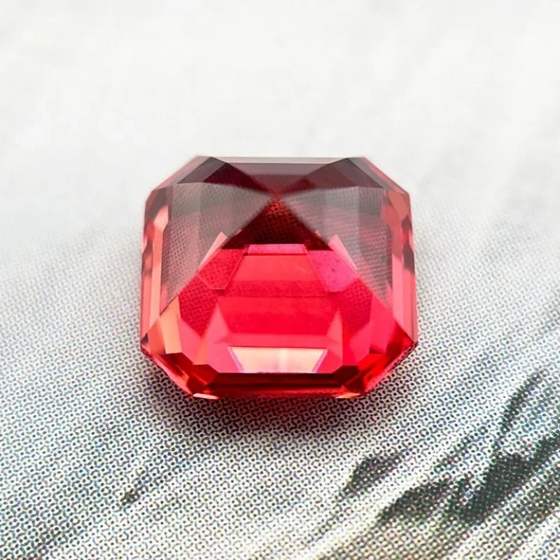 

New Lab Grown Sapphire Asscher Cut Sunset Red Color DIY Charms Jewelry Making Main Materials Selectable Certificate