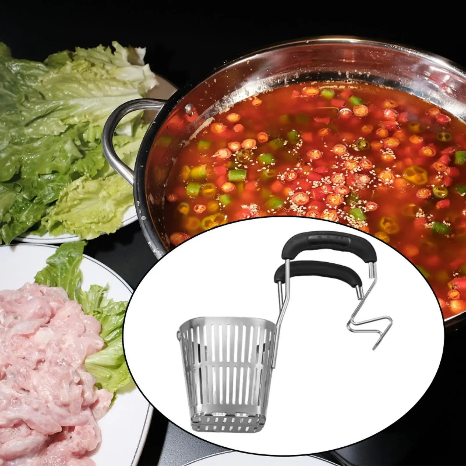 Draining Spoon Hot Pot Mesh Net Colander for Spaghetti Ravioli Potato Chips