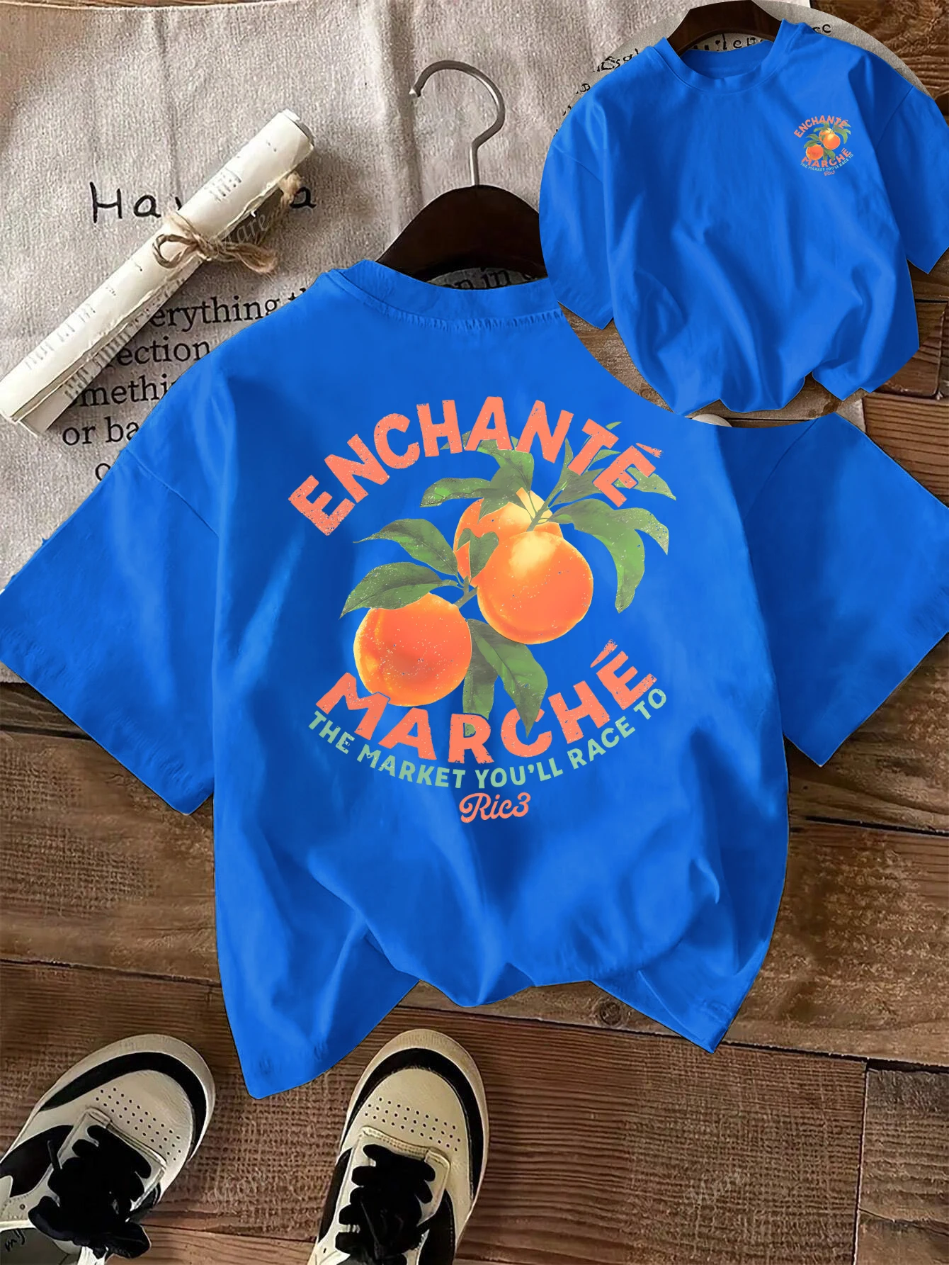 

Женская футболка Enchante Marche Orange Market, одежда в стиле хип-хоп Y2K, универсальная хлопковая футболка большого размера, летняя уличная одежда