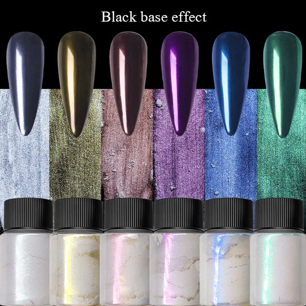 Aurora Pearl White Nails Glitter Poeira, Luar Branco esfregando em Pó, Shell Espelho Pigmento, Nail Art Supplies Decoração