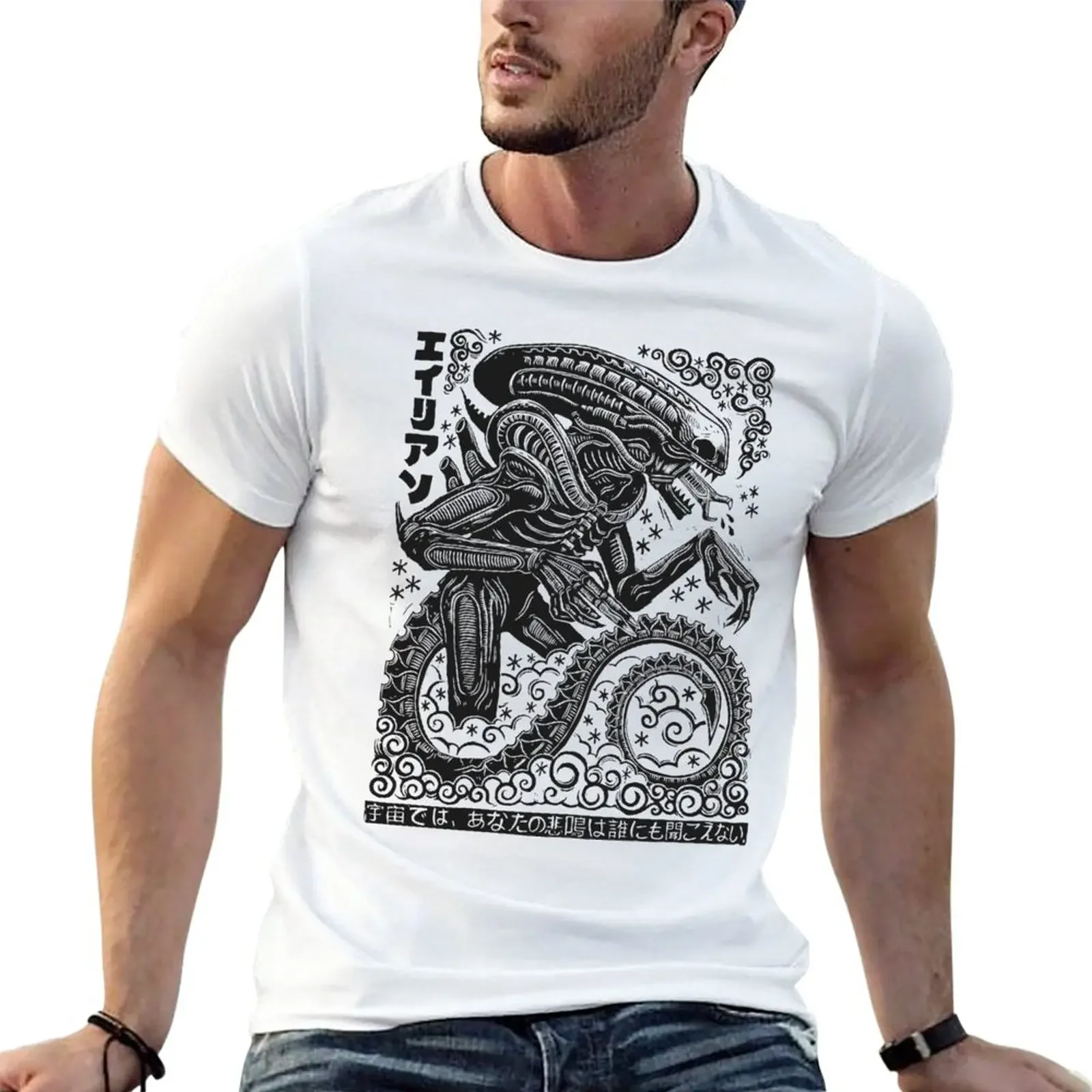 Xenomorph Linocut T-Shirt graphic t shirts essential t shirt mens graphic t-shirts anime