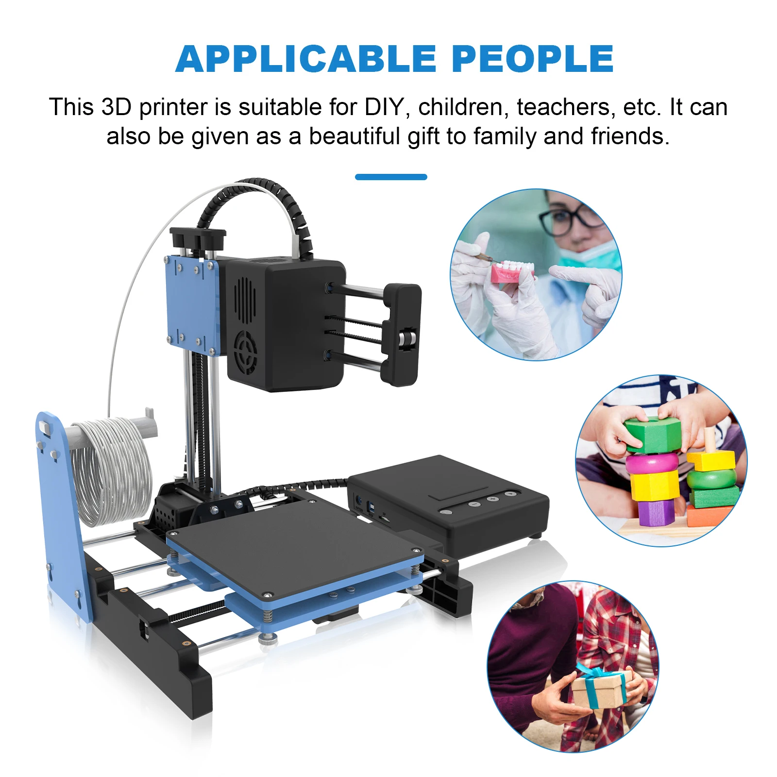 MINI 3D Printer Entry Level 3D Printer Mini Quick Install One-click Printing Silent Mainboard 3d Printer Kit For DIY Kids Gift