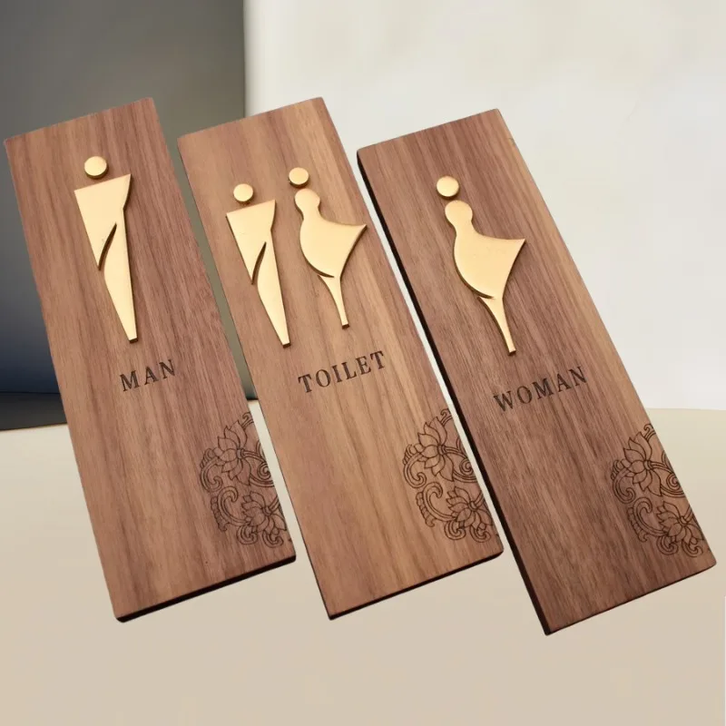 

Washroom Door Sign Wood Vintage Men and Women Public Bathroom Door Sign Warm Prompt Sign for Shopping Mall Office Hotel