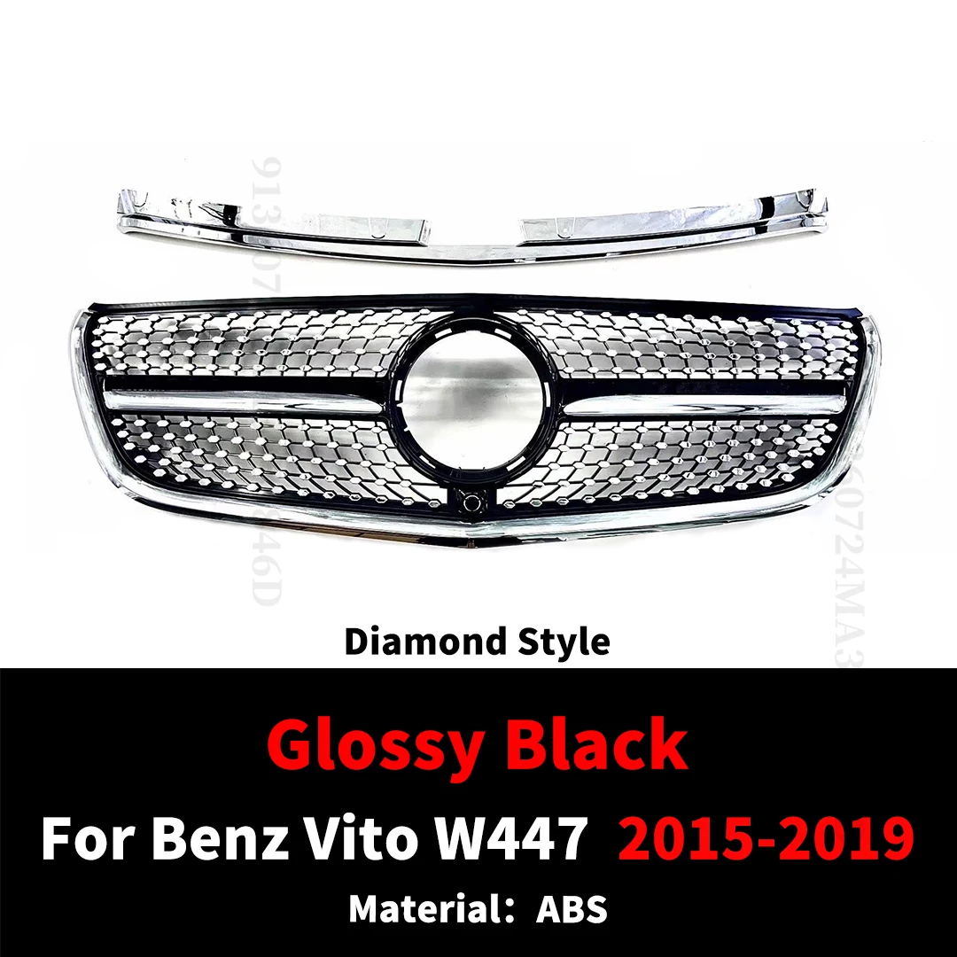 Gemodificeerde accessoire Diamond GT-stijl grille geschikt voor Mercedes Benz Vito W447 2015-2023 motorkap grille midden mesh