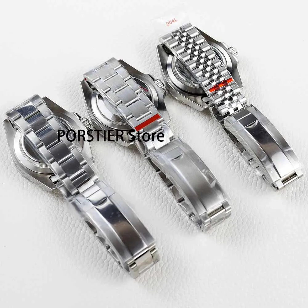 NH35 Case 40mm Silver Watch Case Sapphire Glass for Submariner gmt NH35 NH36 movement 28.5mm dial Jubilee Bracelet Oyster Strap