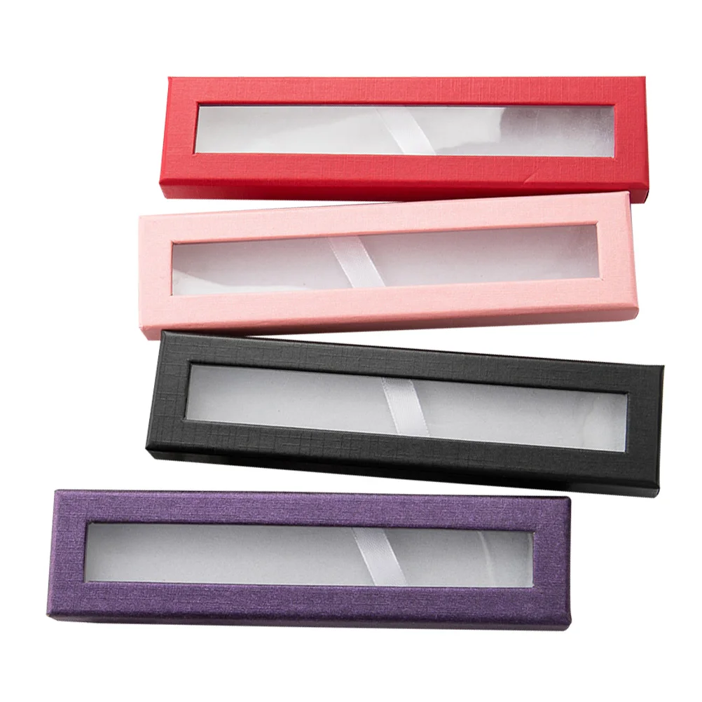 

4pcs Gift Pen Box Luxury Paper Storage Case Durable Practical Transparent Clear Pencil Container Protective Lightweight