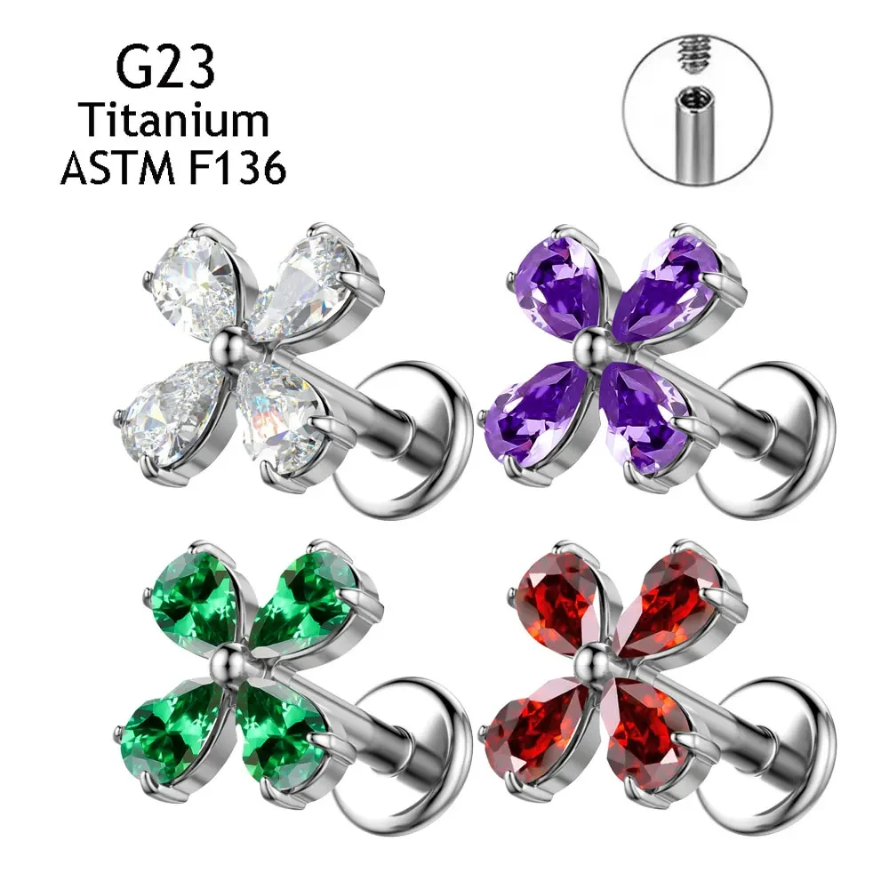 

Sexy ASTM F36 Titanium Zirconia Stud Earrings for Lips Nose Earlobes and Cartilage Click-on Piercing Body Jewelry for Women