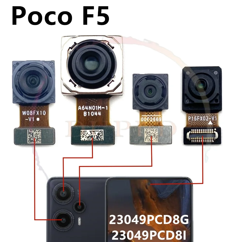 Front Back Main Camera For Xiaomi Poco F5 Pro F5Pro Frontal Facing Seilfie Small Primary Big Rear Camera Flex Cable