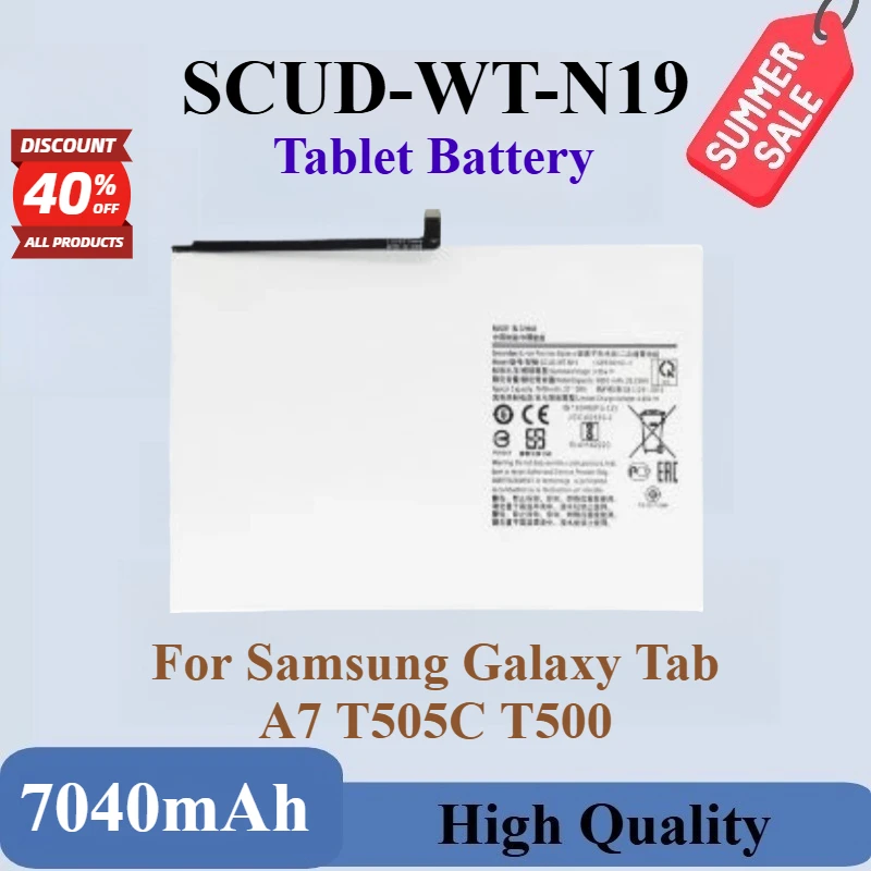 

High Quality Brand-New 3.8V 7040mAh SCUD-WT-N19 Replacement Tablet Battery For Samsung Galaxy Tab A7 T505C T500