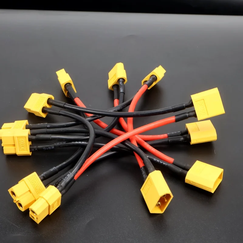 3PCS XT60 Serial Series Battery Connector Female /Male Adapter with 3.9inch 14AWG Silicone Cable for RC Lipo Battery Helicopter