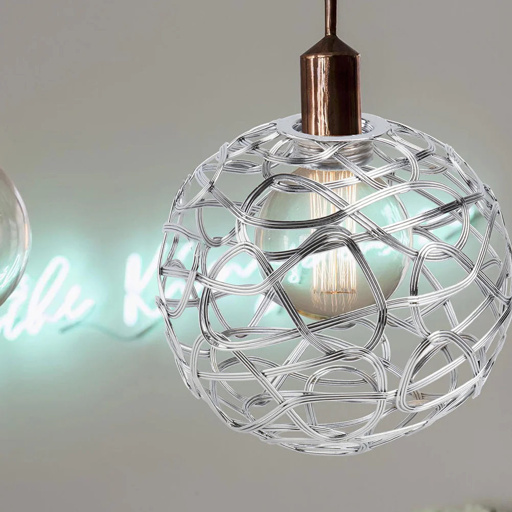 Metal Cage Lamp Shade Rattan Lamp Shade Decorative Globe Lamp Shade Clip On Chandelier Light Covers Ceiling Pendant Light