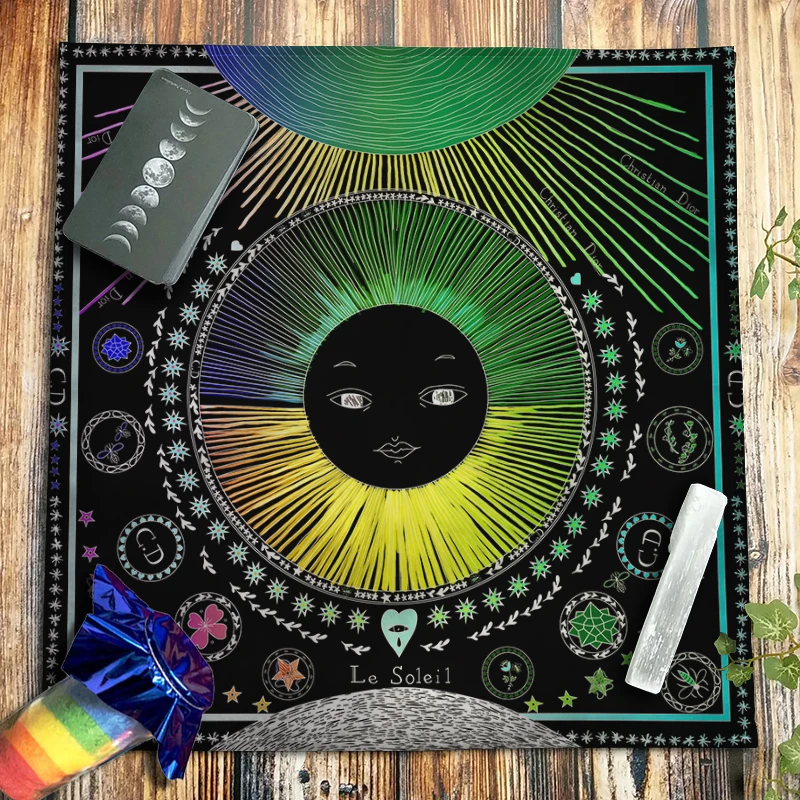 Crystal Healing Pendulum Tarot Tablecloth Magic Arrays Altar Cloth Pagan Witchcraft Astrology Oracle Card Pad Sun Star Pattern