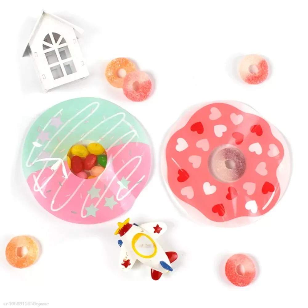 10Pcs Donut Shape Plastic Bags Birthday Party Candy Gift Packaging Bag Kids Favors Wedding Donut Party Decor Supplies Gift Box