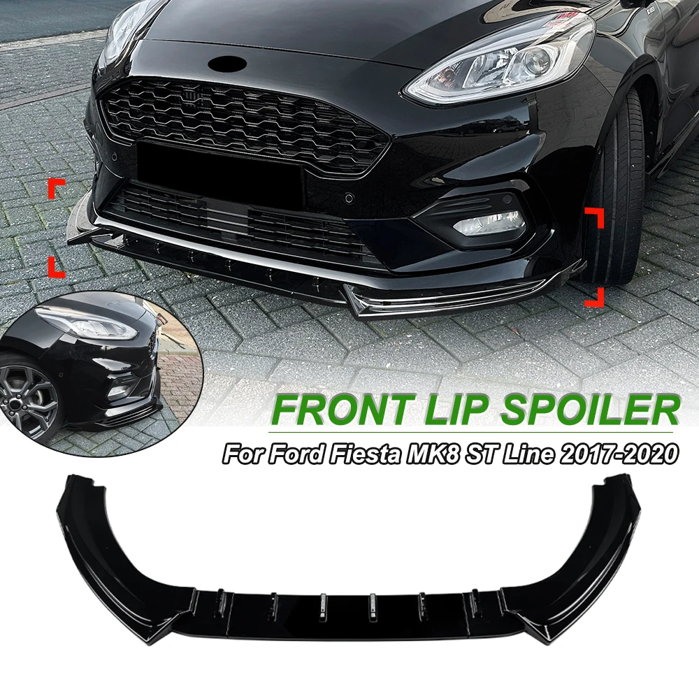 Para Ford Fiesta MK8 ST Line 2017-2020 alerón de labio delantero pala de parachoques divisor de labio inferior modificación Kit de carrocería de coche negro brillante