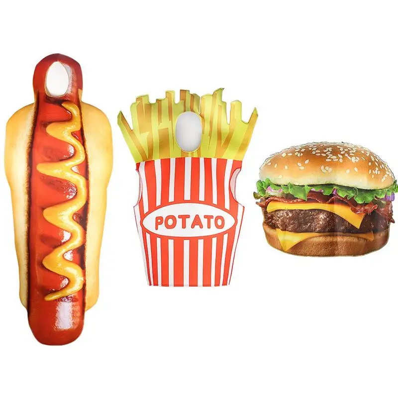 

Halloween Hot Dog Burger French Fries Costume Adult Cosplay Food Party Creative Funny Dress up Performance Clothes