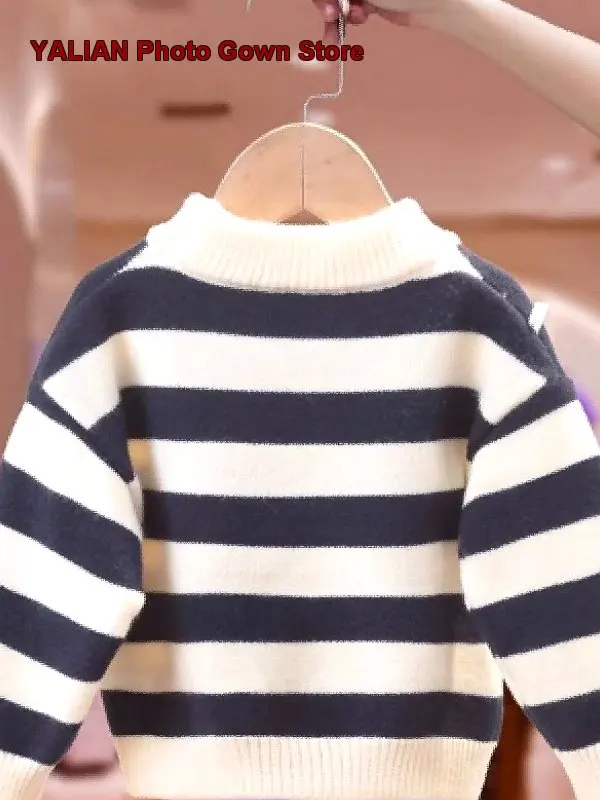 Boys Pullover Kids Spring Autumn Striped Raglan Sleeves Stylish Base Layer Knit Top