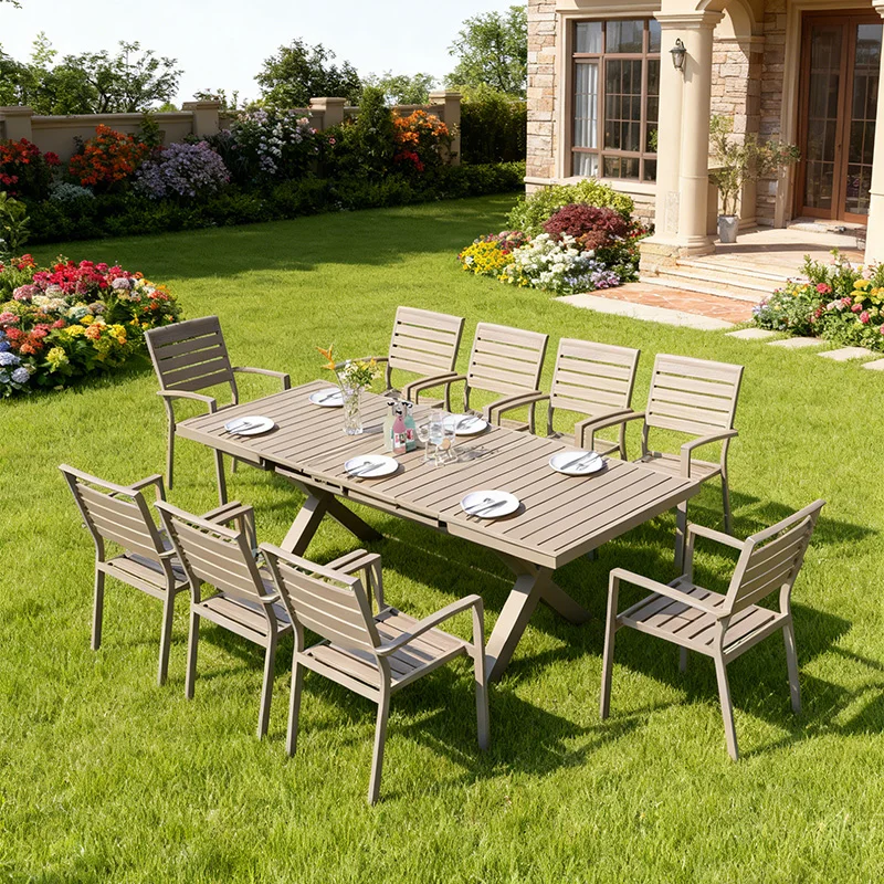Modern Outdoor Dining Set for Restaurant & Hotel Use Aluminum Frame Waterproof & Durable Furniture for Events