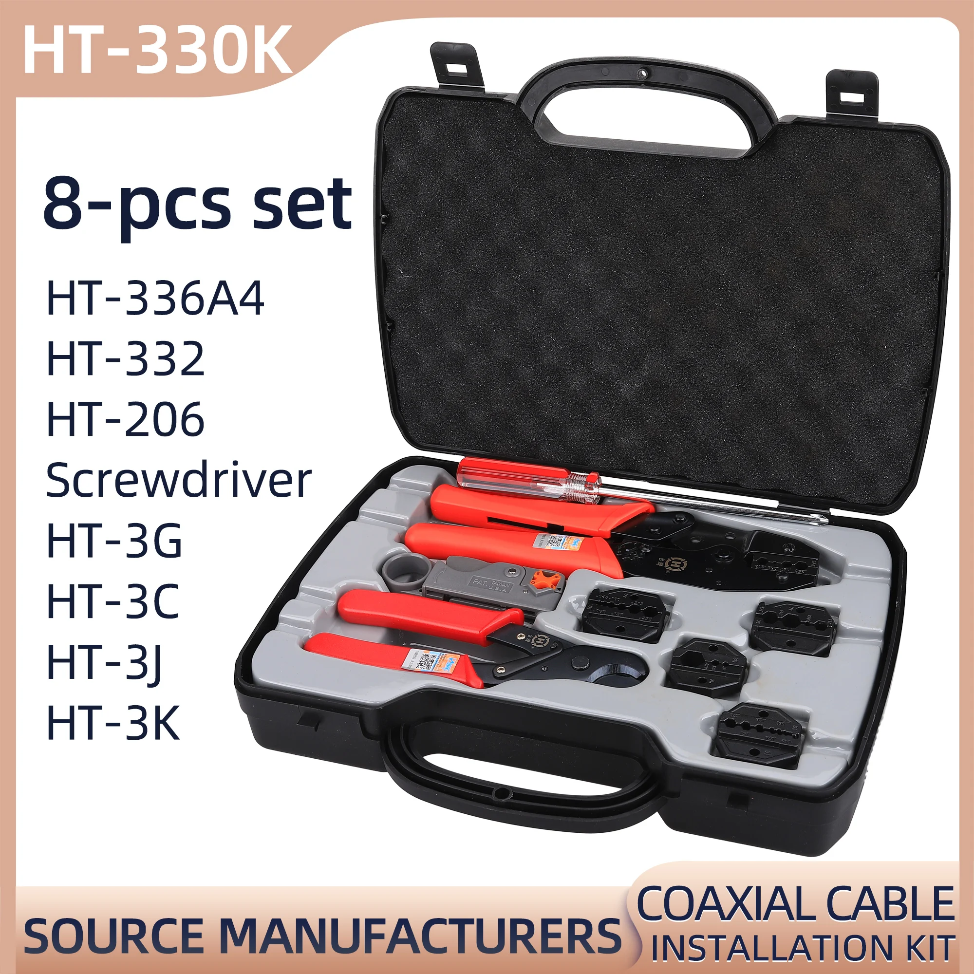 

Crimping Plier Connect With The Axial Compression Tool Set HT-330K BNC Coaxial Line Crimping Tool Kit