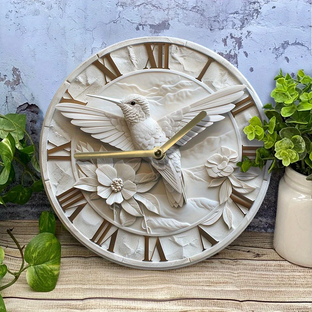 Hummingbird Wall Clock - DIY Assembly Clock Kit with 3 Hand Sets for Home Bedroom Decor - 2D High-Definition Print, Gift