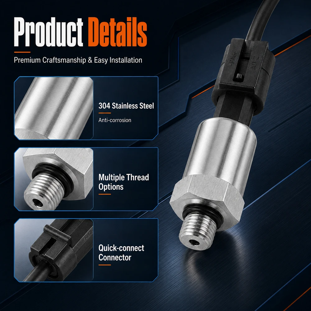 High Precision Vacuum Negative Pressure Transmitter Gas Pressure Sensor -100kPa~0kPa  -100kPa~100kPa G1/4 Thread 0-5V Output