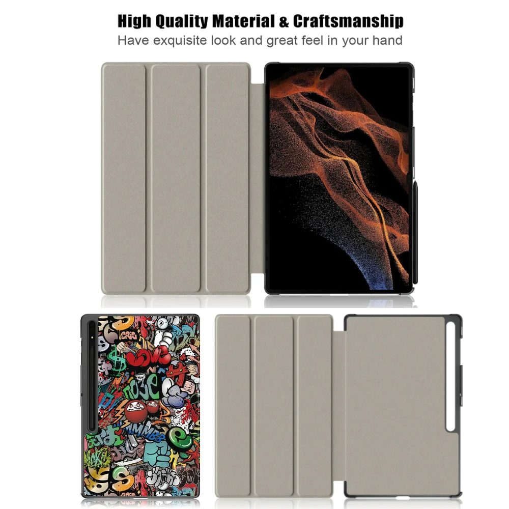 Etui na tablet Samsung Tab S10 Ultra 14,6 cala S9 S8 Ultra SM-X920 X910 X900 Flip Stand Magnetic Leather Cover Hard 14,6" — zdjęcie produktu 4