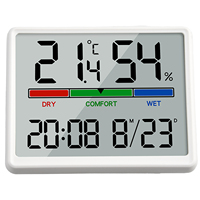 3.5In Electronic Clock Home Indoor Temperature Humidity Meter LCD Digital Thermometers Hygrometer Sensor Gauge Weather Station