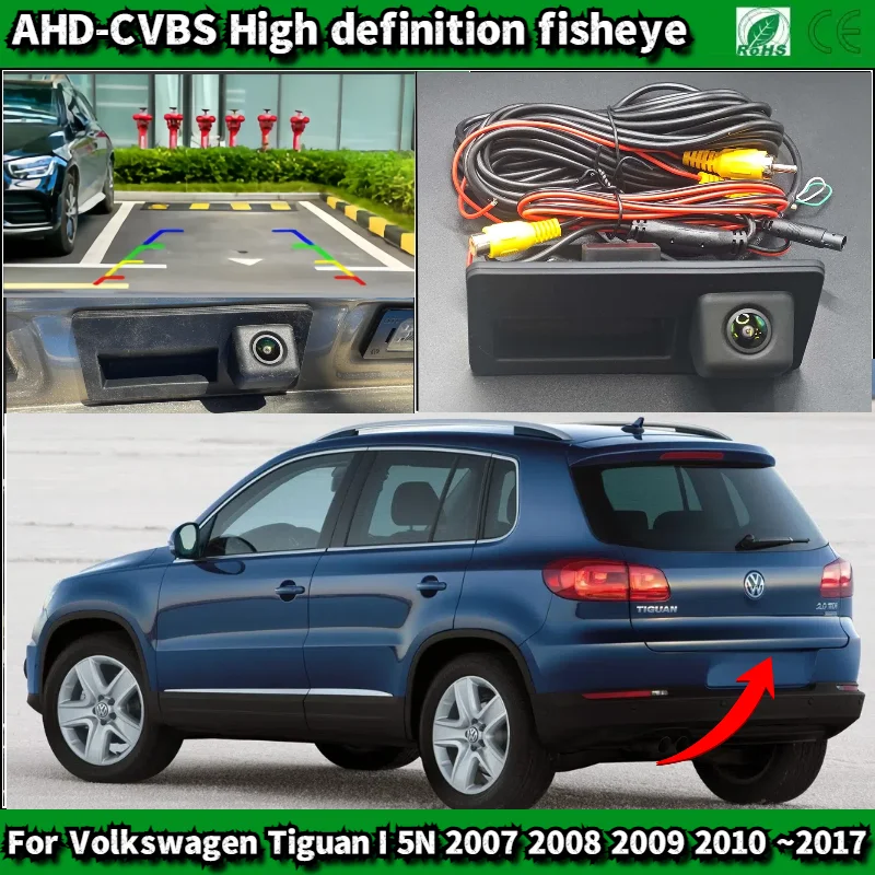 كاميرا مقبض صندوق السيارة لسيارة Volkswagen Tiguan I 5N 2007 2008 2009 2010 2011 2012 2013 ~ 2017 CCD كاميرا احتياطية للرؤية الخلفية #1