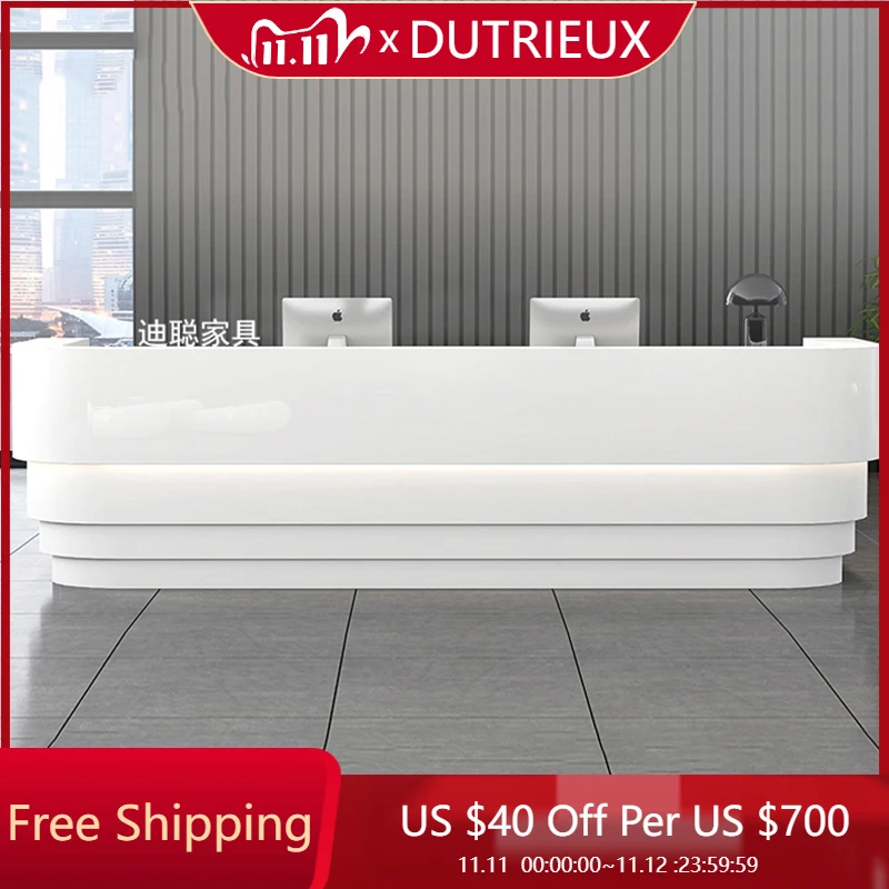 

Luxury High-end Reception Desks White Welcome Front Desk Checkout Reception Desks Design Modern Escrivaninha Office Furniture