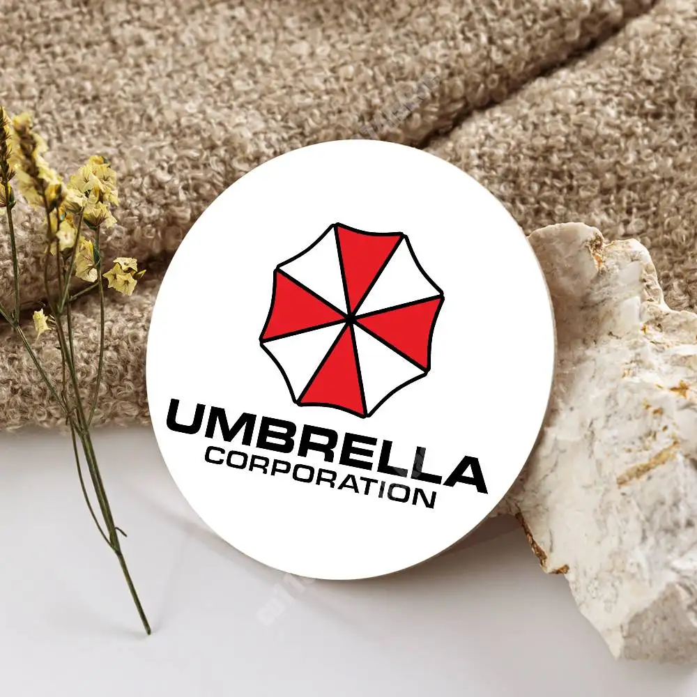 R-Resident Evil-S Umbrella Corporation Wooden Cup Mat Cappuccino Vodka Juice Water Coaster for Flower Shop Bauble