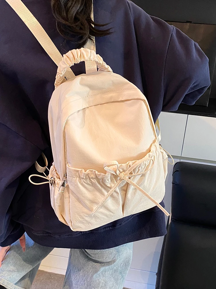 Простая сложенная парусиновая сумка с двойным уплотнением 2018, женская студенческая сумка для книг New Faion, новинка 2025 года, летняя универсальная сумка с узлом сзади B...