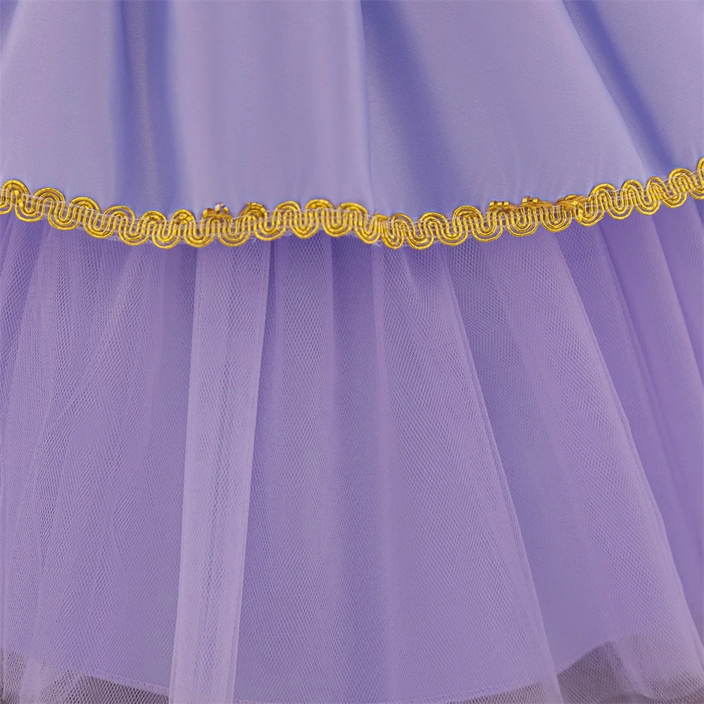 Baby Girls Rapunzel Party Dress Kids Sleeping Beauty Little Girl Purple Princess Gown Toddler Big Bow Fluffy Evening Clothes