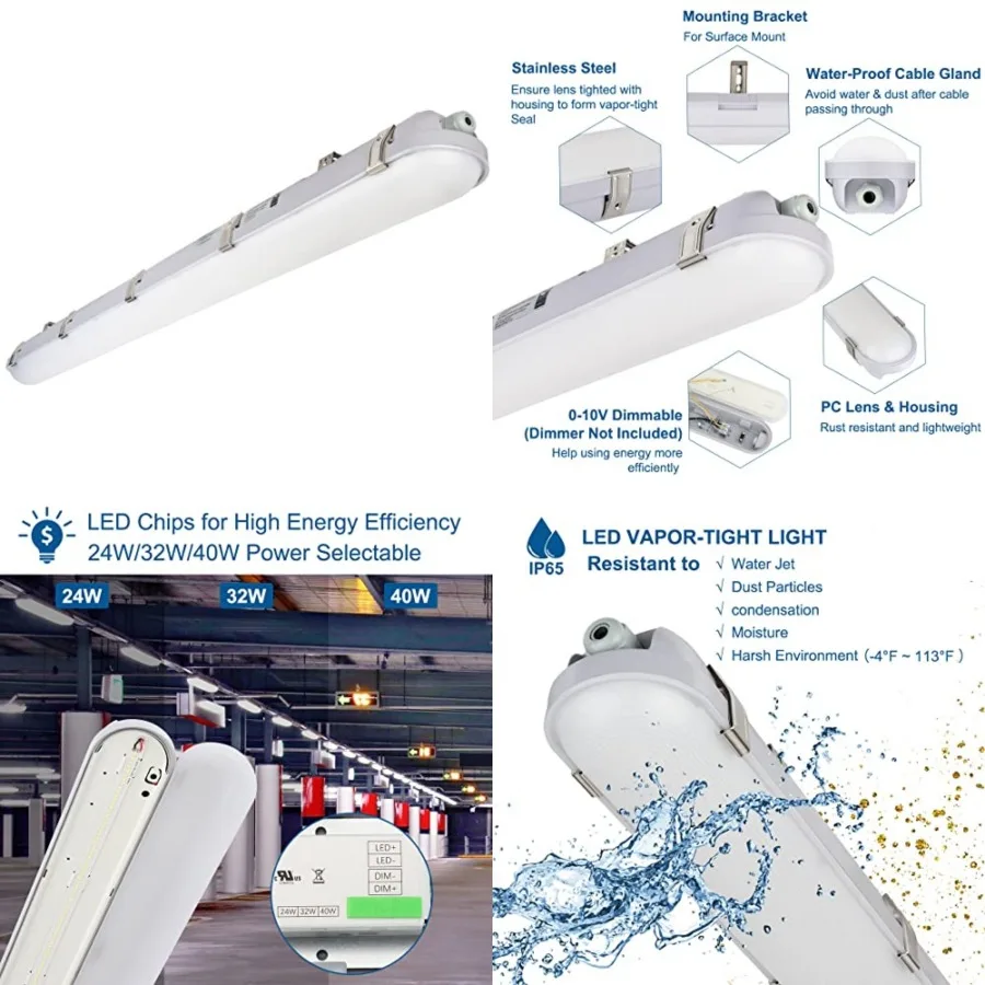 

1-Pack LED Vapor Tight Light 40W 80W Eq. 4200lm, 4Feet Waterproof Shop Light 5000K IP65 100-277V LED Vapor Proof Fixture for In