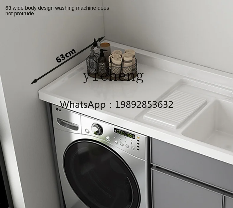 XL Space Aluminum Washing Machine Cabinet Balcony Combination Pool Sink Washbasin Cabinet Integrated Laundry Cabinet