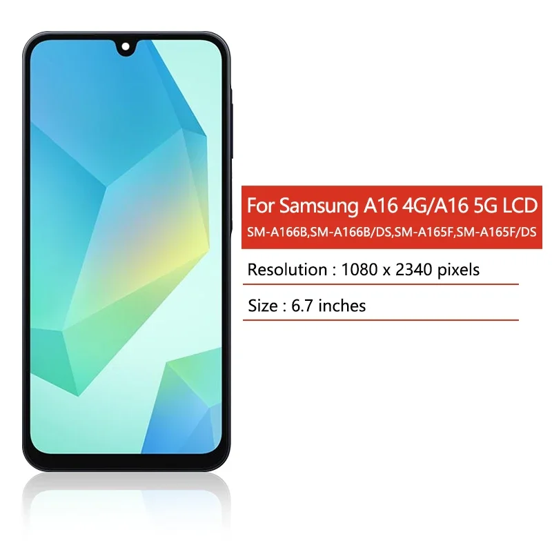 Super AMOLED A16 Display For Samsung A16 4G A165F A165M LCD Display Touch Screen Digitizer For Samsung A16 5G A166B A166E image 2