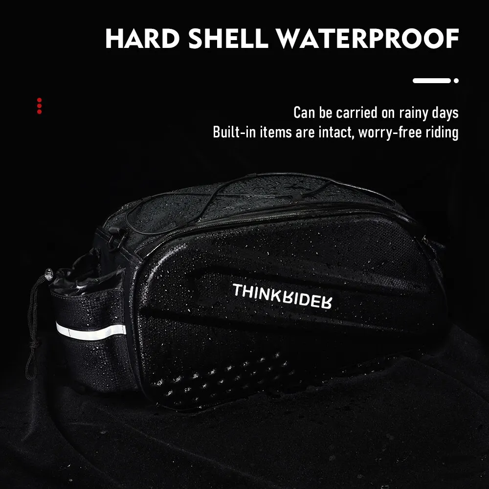 ThinkRider Bicycle Hard Shell Tear Hunch Bag,14L Large Capacity Hunch Bag,Anti-Splash Material,With Rain Cover