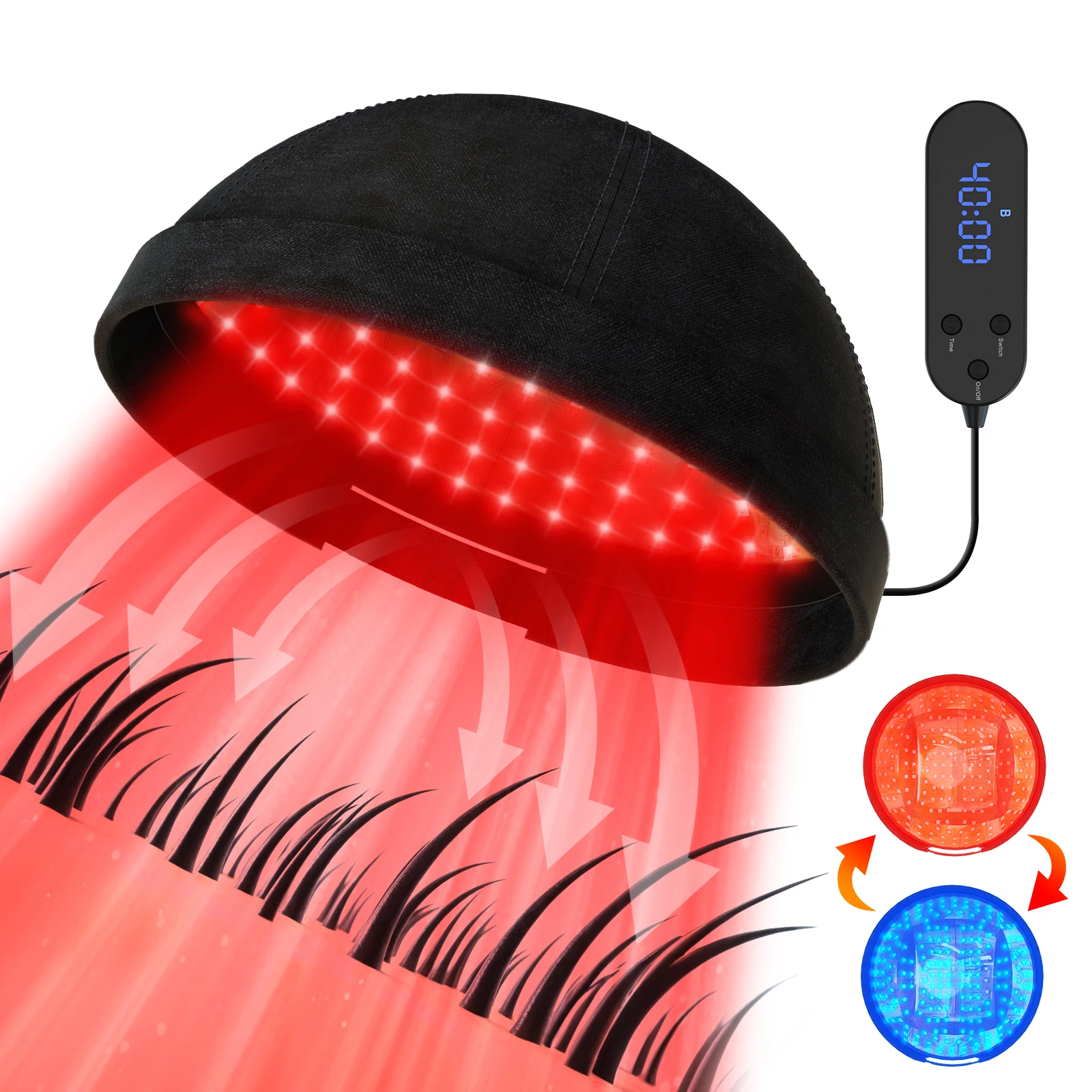 460nm Red Light Therapy Hair Growth Cap 236 Laser Diodes Anti-Hair Loss Treatment Device Scalp Massager Professional Hair Regrowth Helmet for Thinning Hair Men Women USB Rechargeable Portable Hair Care Tool Promotes Scalp Blood Circulation Relaxation