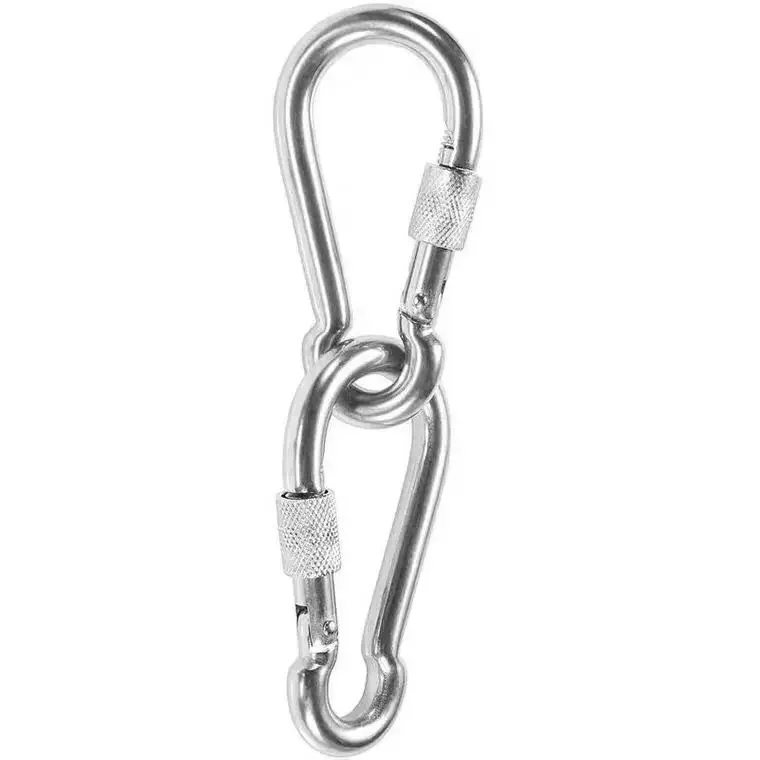 M6/M8/M10 Multifunctional 304 Stainless Steel Spring Snap Carabiner Quick Link Lock Ring Hook Snap Shackle Chain Fastener Hook