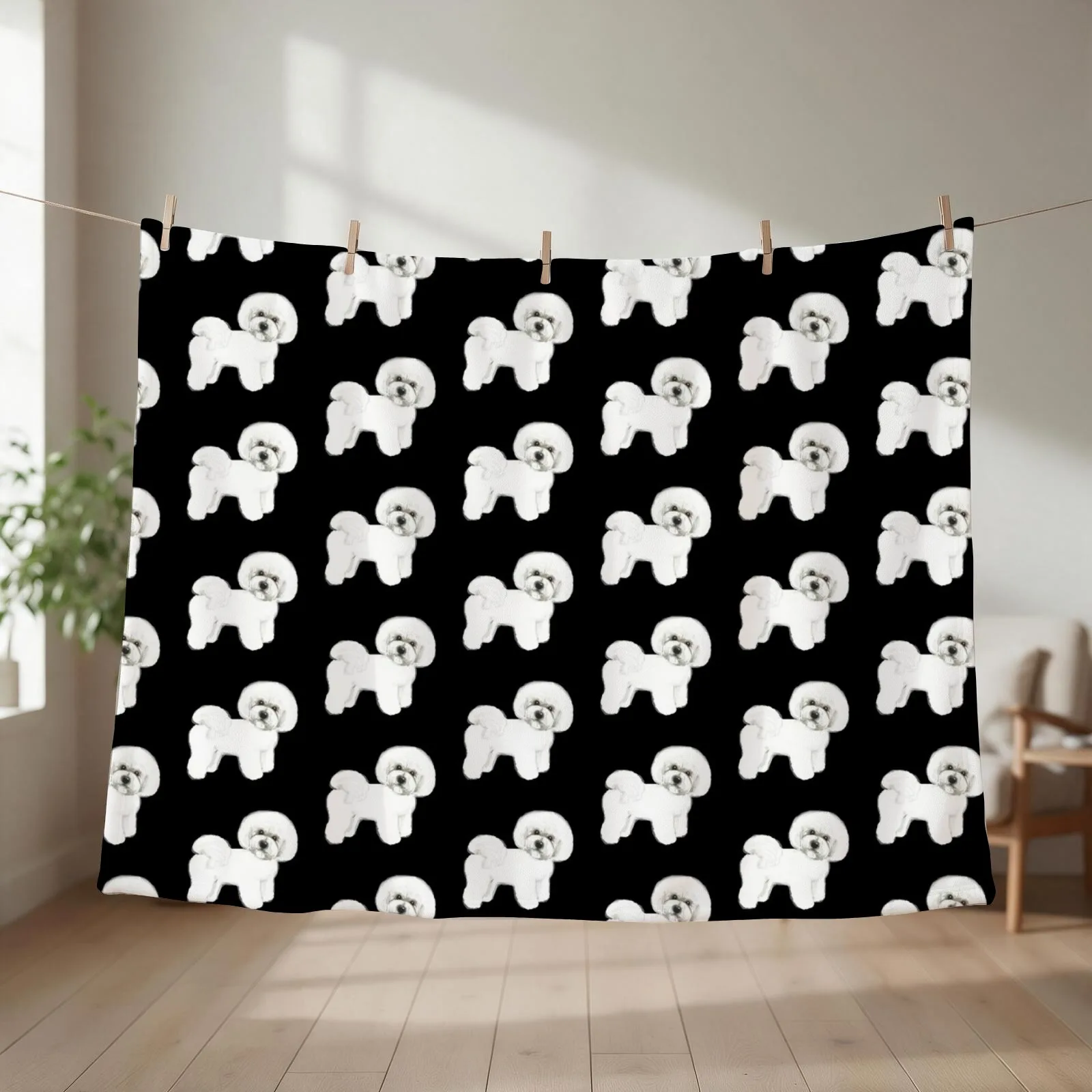 Bichon Frise dog Throw Blanket couch cozy soft plush fuzzy picnic outdoor blanket