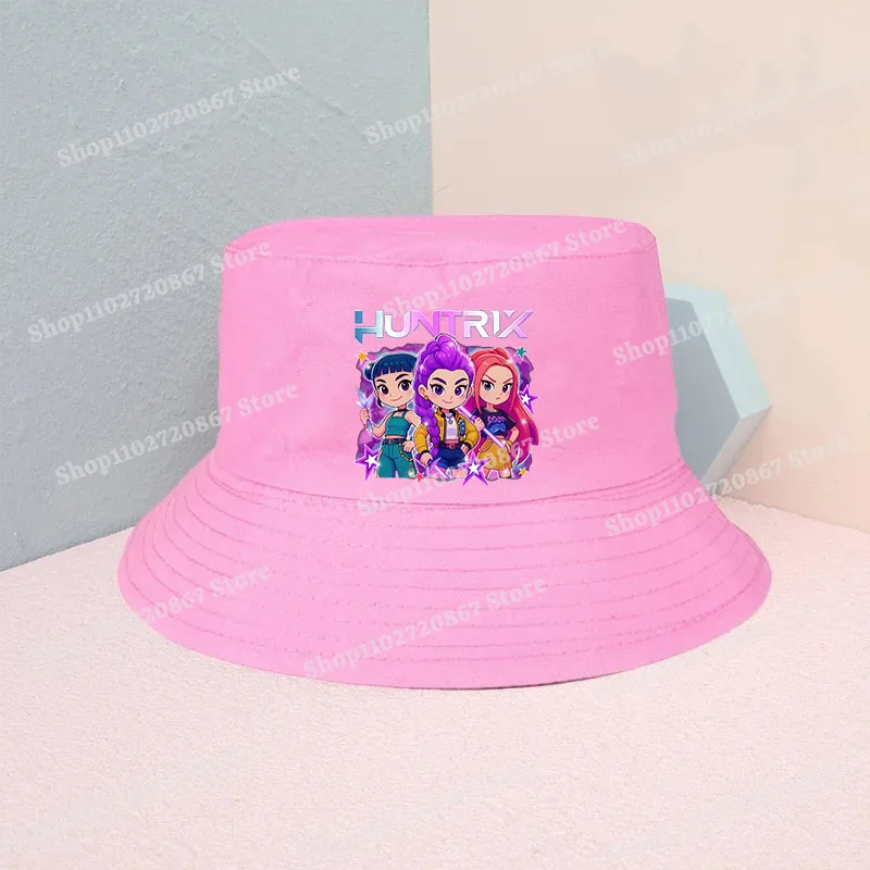 Kpop demônio caçadores criança chapéu de pescador menino menina kawaii anime padrão balde chapéu ao ar livre beira-mar turismo moda dos desenhos animados chapéu de sol